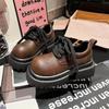 Fashion 2024 Women's Fashion Thick Sole Thick Heel Single Shoes Round Toe Deep Lace Up Comfortable British Style Loafers