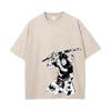 Men Streetwear Washed Apricot White Oversized T Shirt Japanese Anime Graphic Print T-Shirt Cotton Short Sleeve Tees