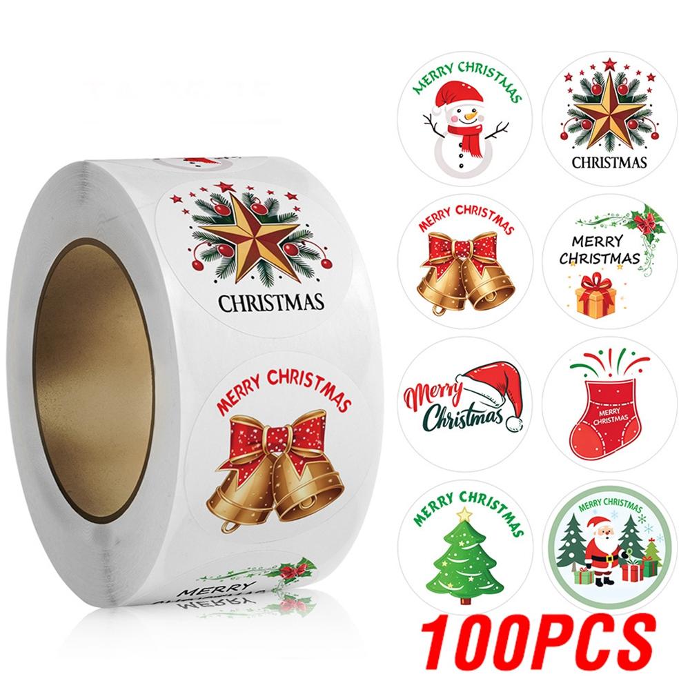 100-500pcs Merry Christmas Stickers 1Inch Round Christmas Seal Labels Stickers For Handmade Sticker Card Box Package Labels