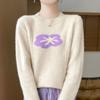 French Retro 3D Flower Wool Knit Top – Versatile, Loose, Stylish & Casual with a Slimming Round Neck Design