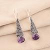 Натуральный Аметист Драгоценный Камень 925 Стерлинговое Серебро Ювелирные Изделия Ручной Работы Серьги 1.9" EE-165-12