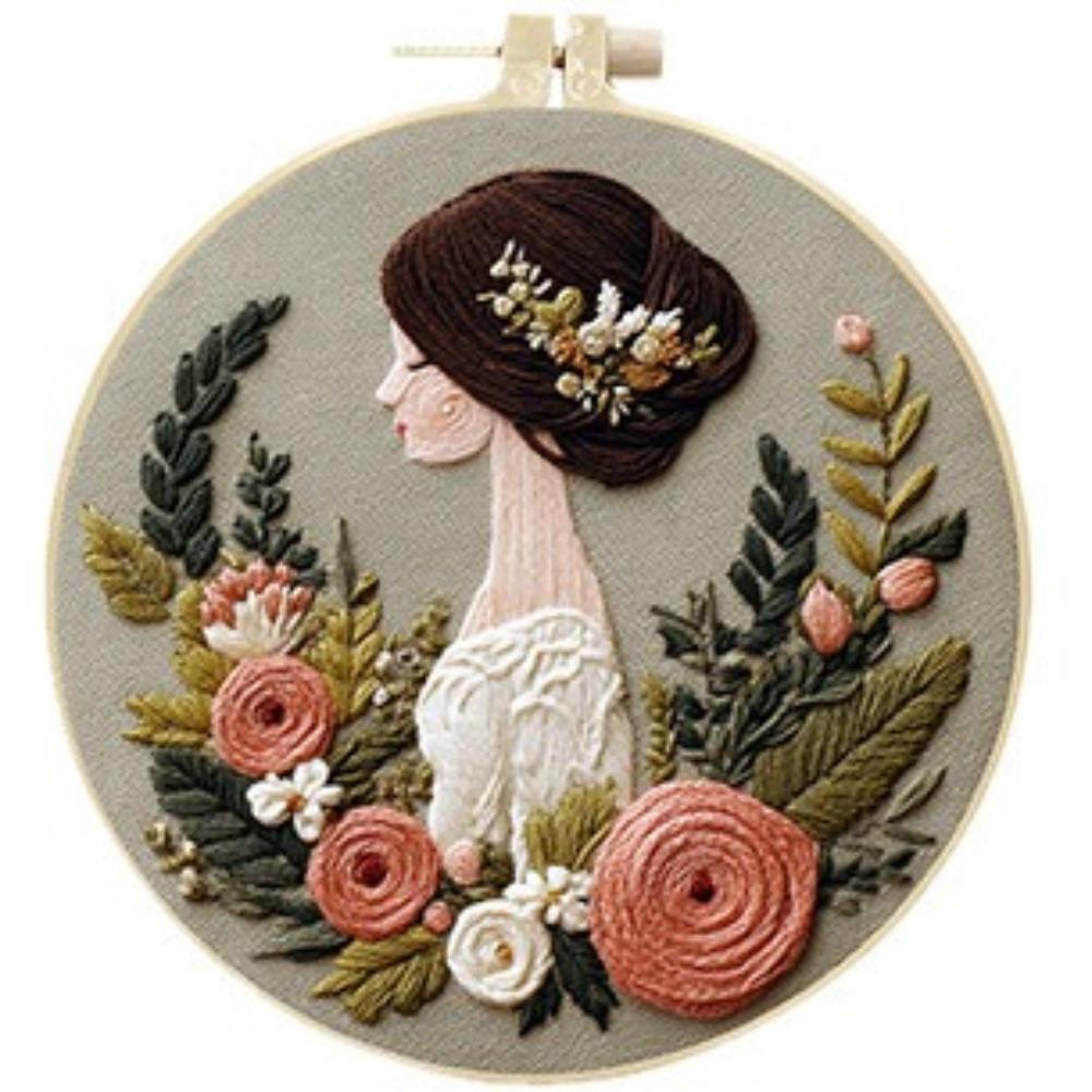 1 набор Серия Свадебная девушка Материал для ручной вышивки, Набор для начинающих вышивать крестиком, Легкий учебник и инструменты, Набор материалов для рукоделия из ткани