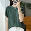 Summer Women's New Short-sleeved Knitted Sweater T-shirt and Round-neck Vest Top