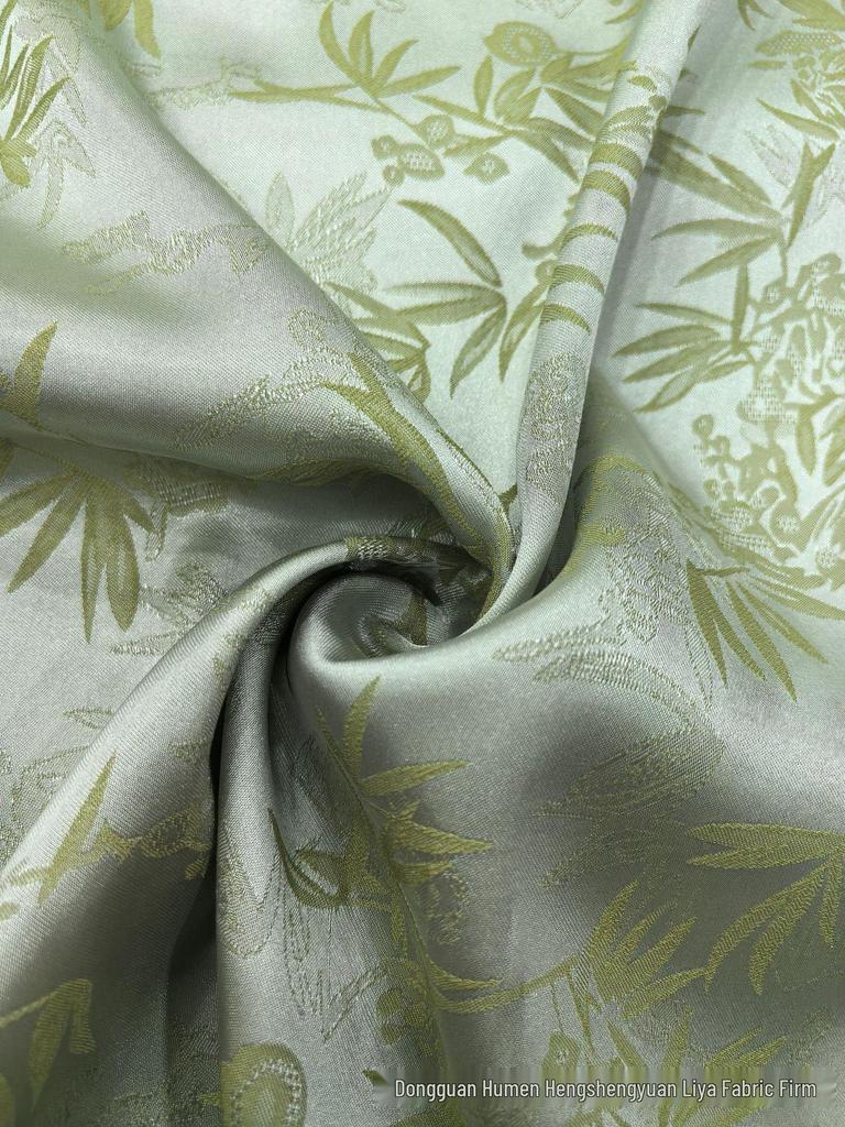 Двухцветная жаккардовая ткань с бамбуковыми листьями для ципао, свадебного платья, рубашки и длинной юбки