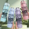 1 шт. Бутылка для воды Coach Girls с принтом волейбольной цитаты, 750 мл, цветной пластик, спортивная, герметичная, с откидной крышкой-соломкой, подходит для спорта, офиса, дома