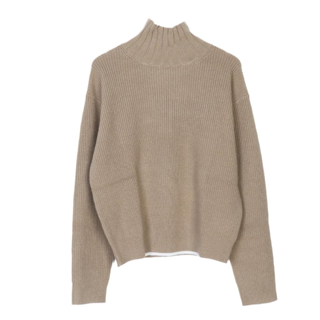 Женский вязаный свитер Zhuoya с контрастным цветом, высоким воротом, мягкий, свободного кроя, с длинным рукавом, идеально подходит для осени и зимы