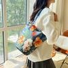 Yogodlns New Fashion Floral Pattern Bucket Bag Canvas Casual Shoulder Bag Large Capacity Creative Handbag for Women