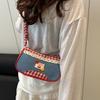 Plaid Denim Underarm Bag Leisure Crossbody Bag Vintage Lattice Shoulder Bag  Girl