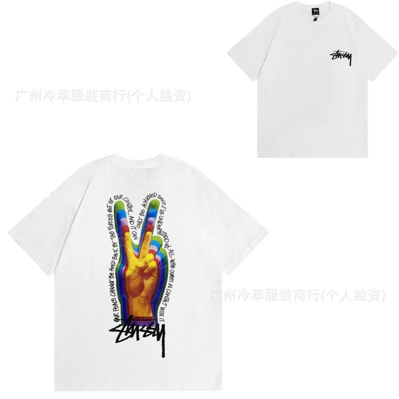 STU American Vintage Graphic T-Shirt Couples White Collection Short Sleeve Men Women Casual