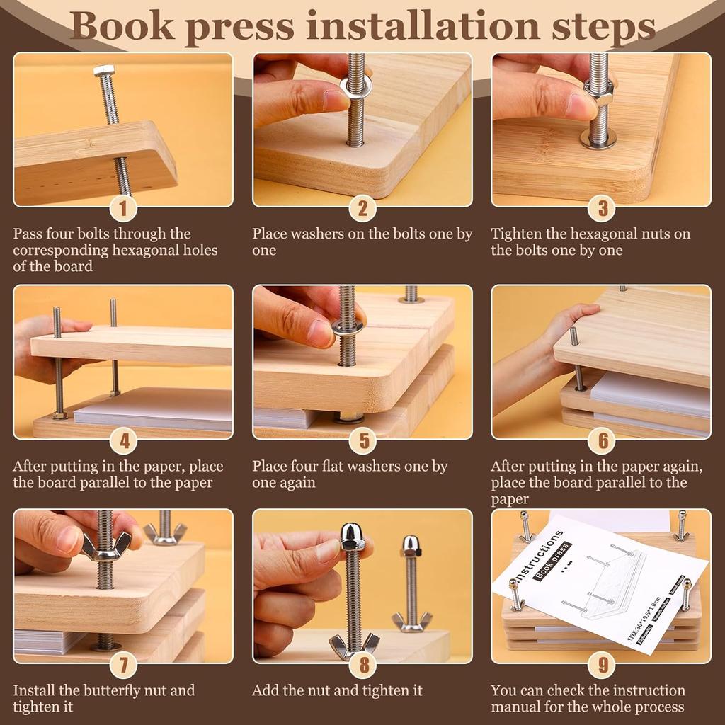 All-in-One Bookbinding Kit with Wooden Press,Tools & Thread