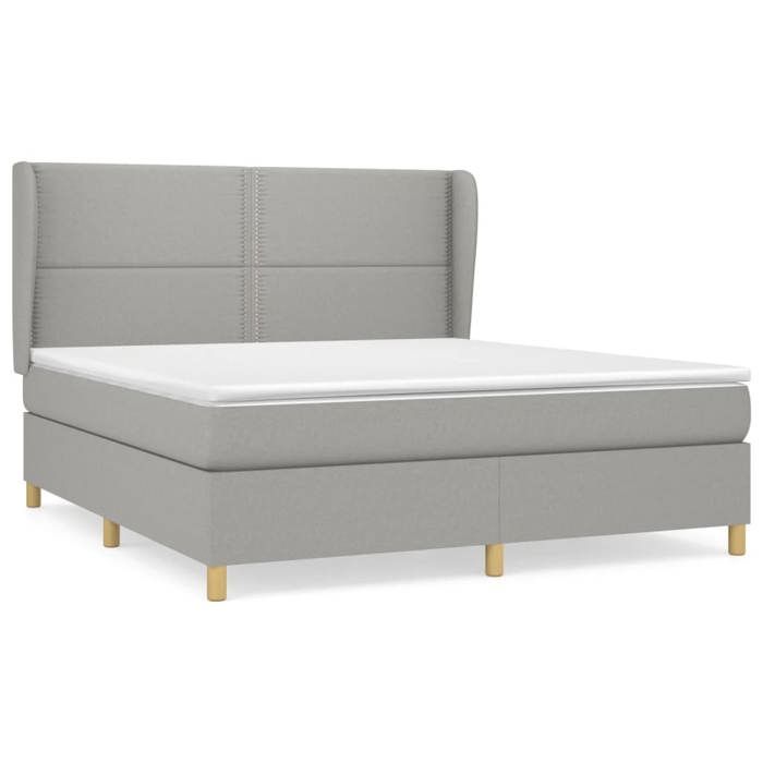 3128461 vidaXL Divan Bed with Mattress Light Grey 180x200cm Fabric