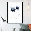 Abstract Watercolor Flower Poster Ink Blue Leaf Canvas Painting Minimalist Art Printing Modern Mural Living Room Decoration