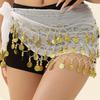 1pc Belly Dance Hip Scarf Chiffon Skirt Wrap Professional Hip Scarf Skirt Costume with Coins for Yoga Belly Dancing Beginners
