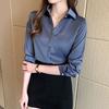 Модные блузки, рубашки с длинным рукавом, отложным воротником, офисная женская белая шифоновая рубашка, женские топы J752