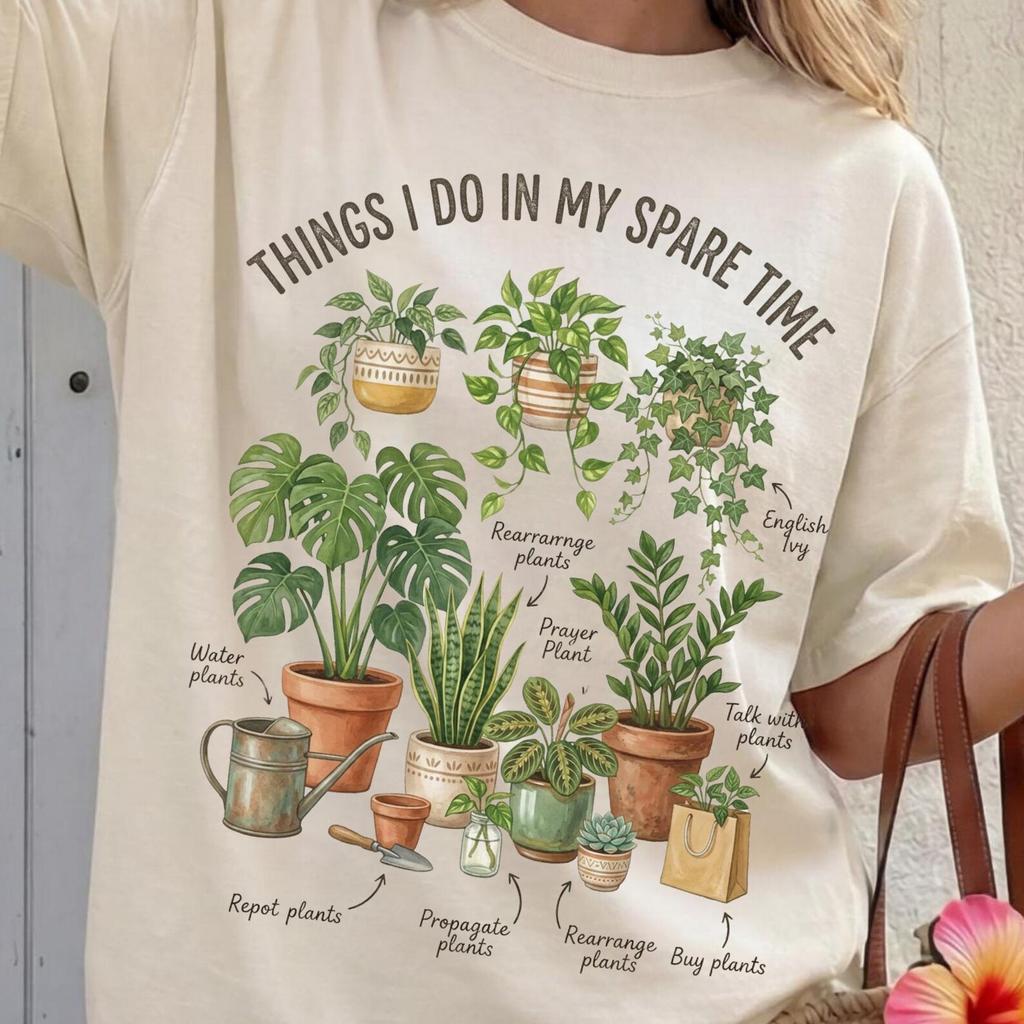 Футболка Comfort Colors® для любителя растений, Футболка «Мама комнатных растений», Чем я занимаюсь в свободное время, Ботаническая футболка с растениями, Подарок в стиле коттеджкор, Комнатное растение