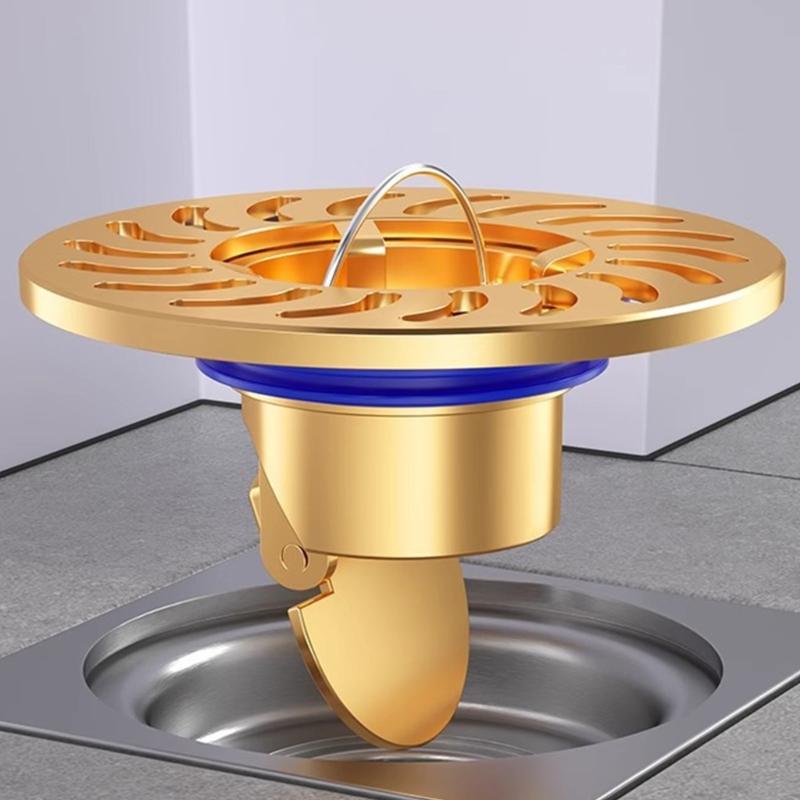 2Pcs Copper Floor Drain Bathroom Sewer Dectable Drainer Hair Catcher Washing Machine Ground Leakage Easy to Use