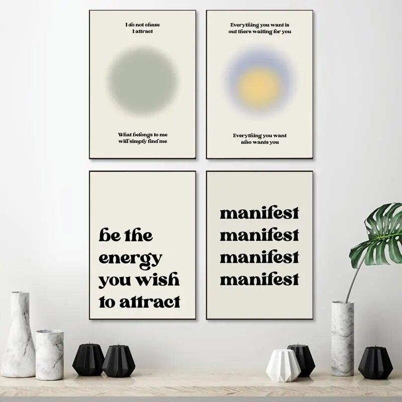 Law of Attraction Print Boho Art Quote Manifestation Canvas Poster Mindfulness Self Love Self Care Therapy Wall Painting Decor No Frame