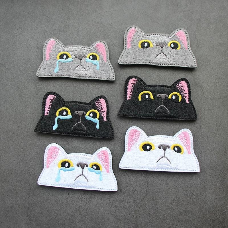 Black kitten cute creative full area embroidery Velcro tide badge morale badge armband pack patch badge