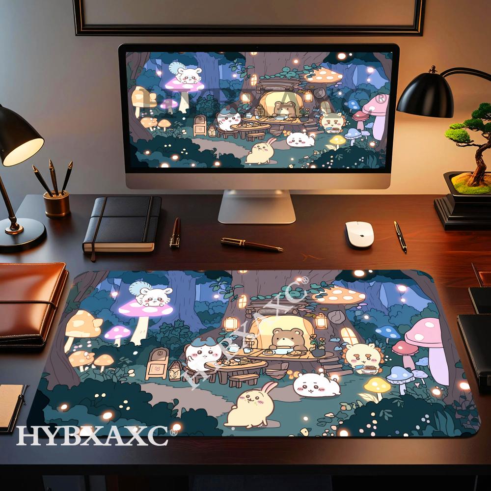 HYBXAXC Anime Deskmat Cchiikawas Keyboard Comic Cute Large Pads Cabinet Rubber Base Pad AntiSlip Mousepad Kawaii Office Mats