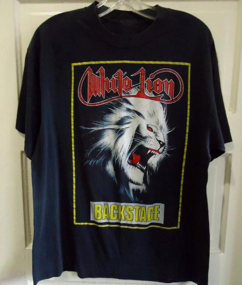Back Stage White Lion Concert Shirt Classic Black Unisex S-5XL UU091
