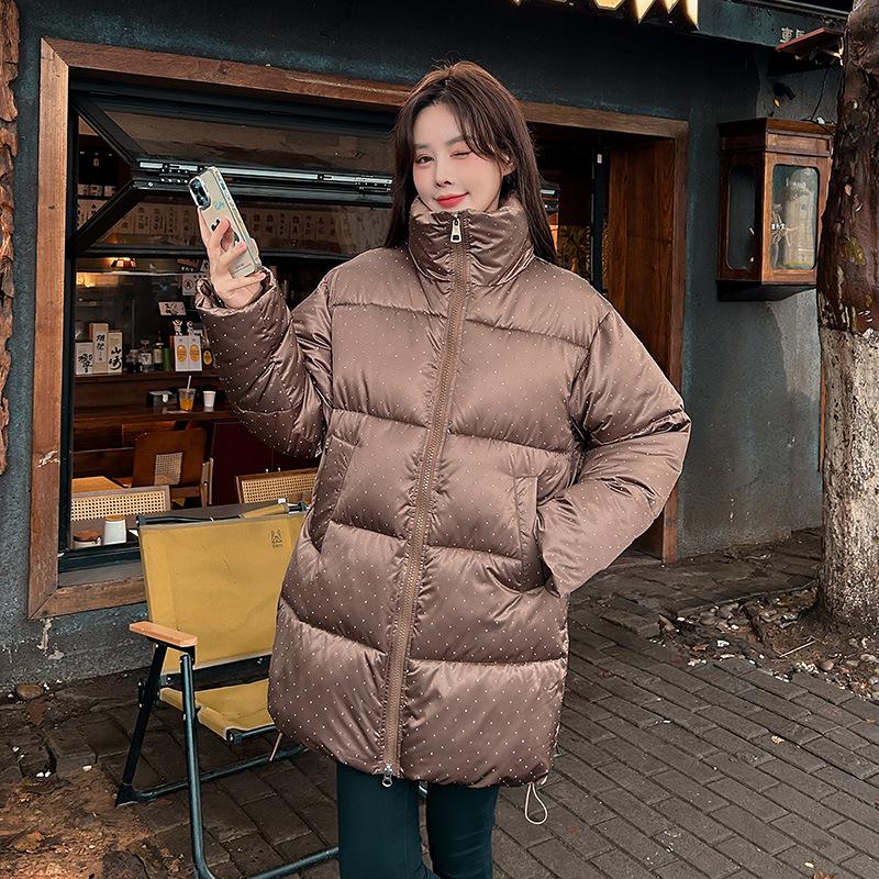 European and American women's clothing new winter thickened thermal strap stand-up collar fashionable casual cotton jacket
