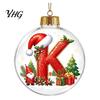 Xmas Wall Hanging Ornaments 26?Letter Acrylic Christmas Ball Ornament, 3D Crystal Style Alphabet Tree Decorations Pendant, Home Party Holiday