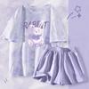 Пижама женская с коротким рукавом, тонкий мультяшный милый костюм-двойка, студенческая домашняя одежда, можно носить на улице