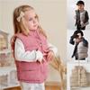 Kids Corduroy Padded Vest with Stand Collar, Lightweight Sleeveless Outerwear for Spring Autumn, Ages 1–9, Pink Gray White