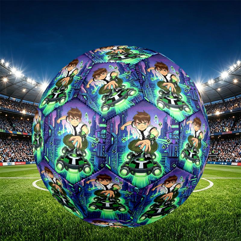 Ben 10 Cartoon Print Size 5 Soccer Ball, PU Wear Resistant Football for Match Training and Daily Practice, Birthday Gift for Soccer Fans