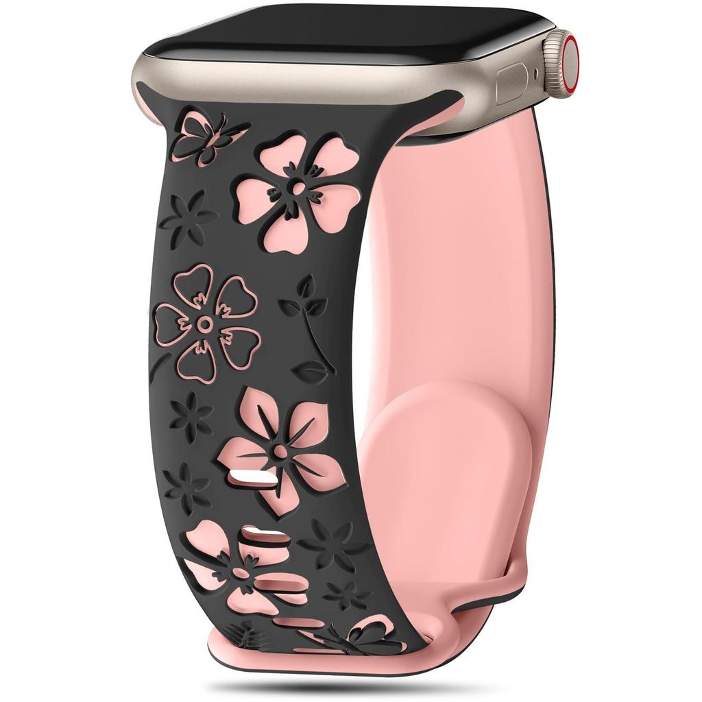 Floral Five-Petal Silicone Band for Apple Watch with 3D Laser Engraving