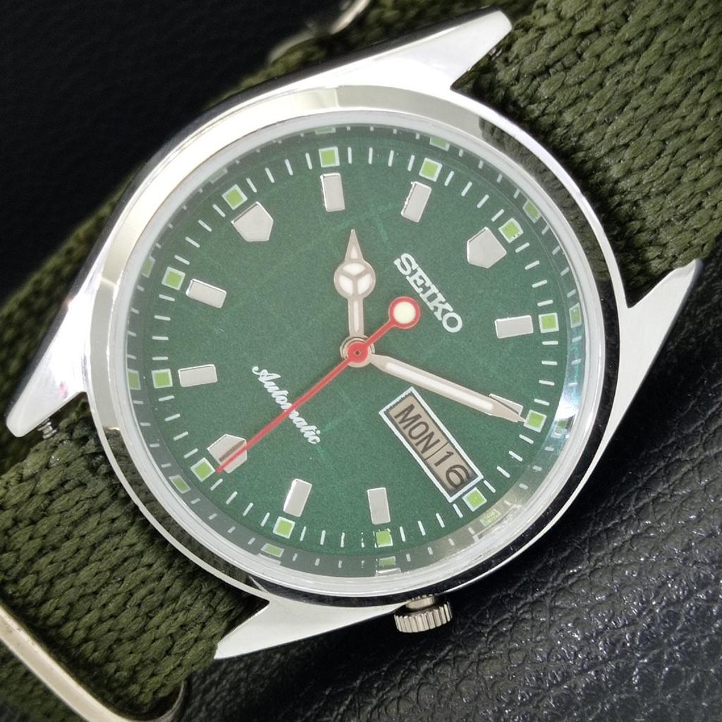 ВОССТАНОВЛЕННЫЕ ВИНТАЖНЫЕ АВТОМАТИЧЕСКИЕ МУЖСКИЕ ЧАСЫ SEIKO JAPAN С ЗЕЛЕНЫМ ЦИФЕРБЛАТОМ a433576-2