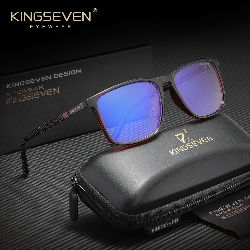 KINGSEVEN Brand Blue Light Blocking Glasses Transparent Lens Men Women Anti-Blue Ray Trendy Eyewear Ultralight Frame Eyeglasses