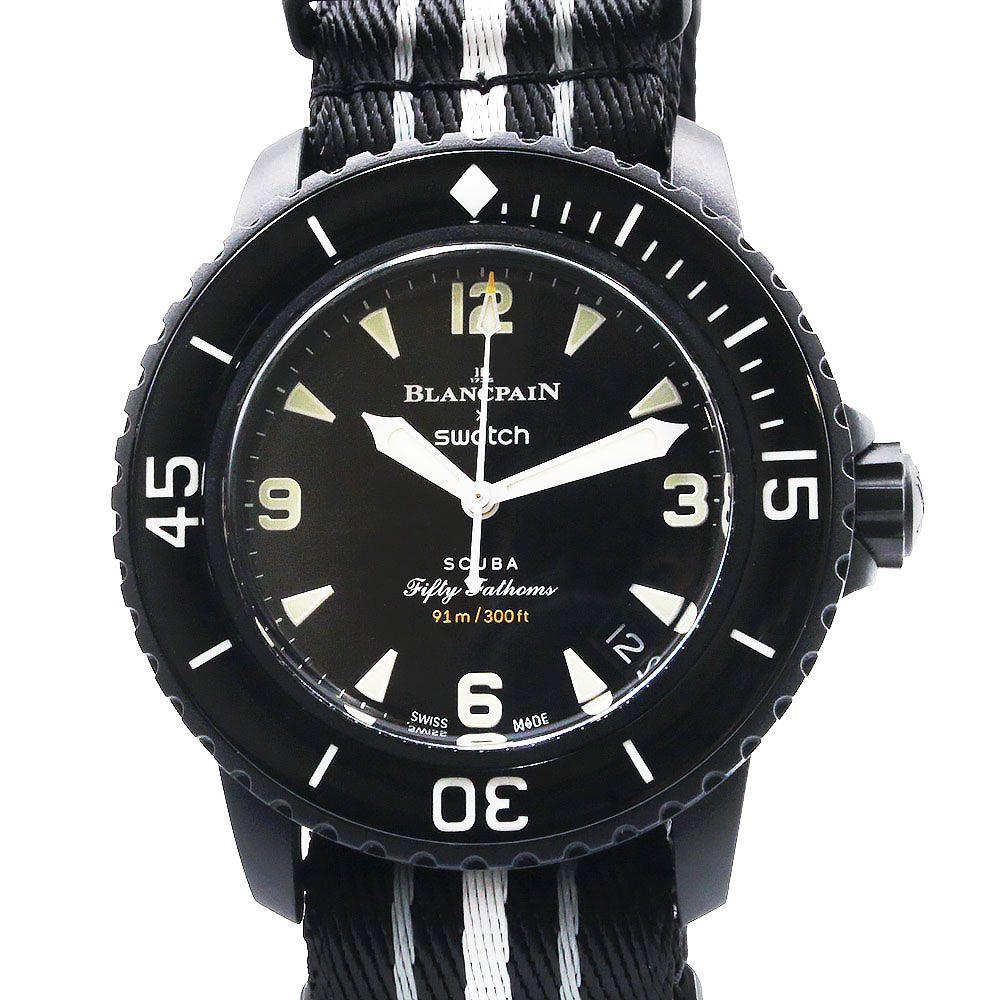Б/у Blancpain Swatch SO35B400 Scuba Fifty Fathoms Ocean of Storms Автоматические Черные Часы из Био-Керамики (Неиспользованный, выставочный образец)