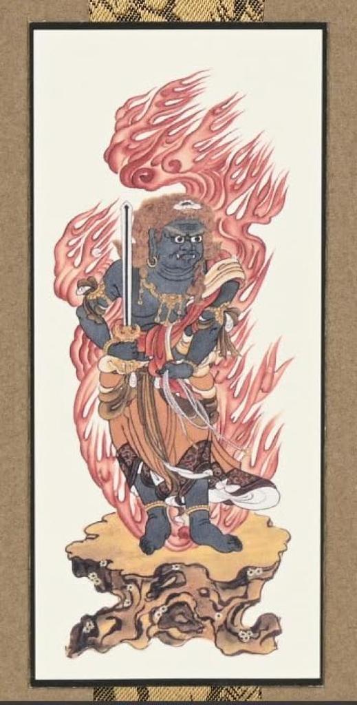 Urban Workshop Acala Standing Hanging Scroll (Walnut Color) Wooden Frame Buddhist Altar Accessories Mini Size 20cm High X 9cm Wide