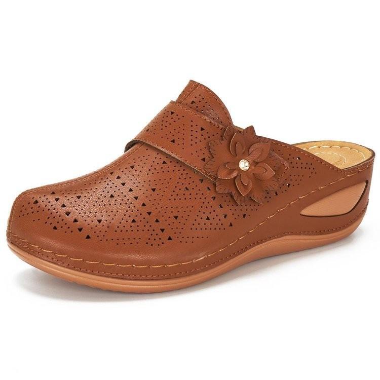 Summer foreign trade new 2025 Baotou flower slope heel women's sandals European and American large size hollow sandals women's tide