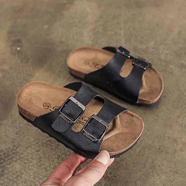 Пляжная обувь для девочек и мальчиков, детские кожаные туфли на плоской подошве, лоферы, летняя детская обувь, шлепанцы-гладиаторы