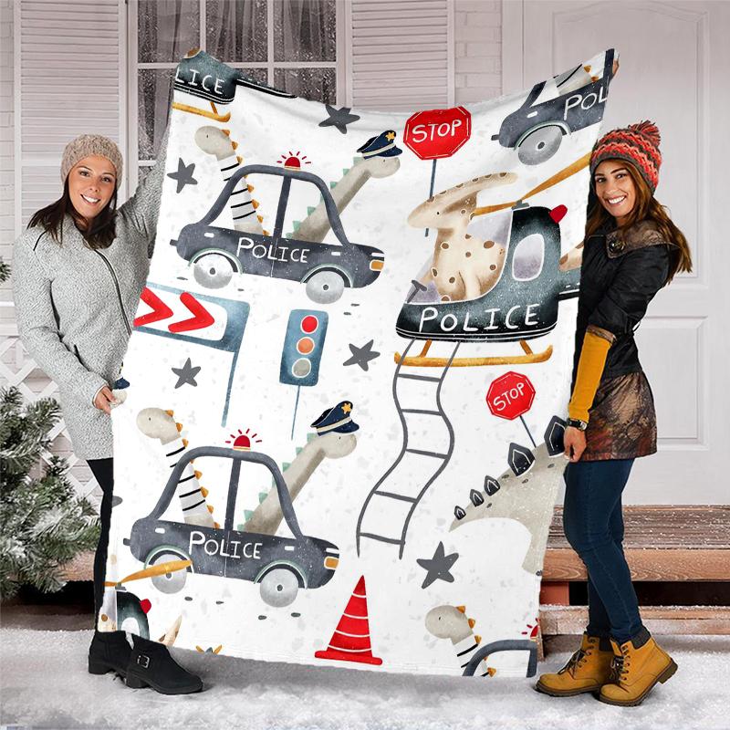 fire trucks police cars Theme Printed Blanket - Perfect for Couch, Bed, Travel & Outdoor Use | Machine Washable, Cozy & Durable.
