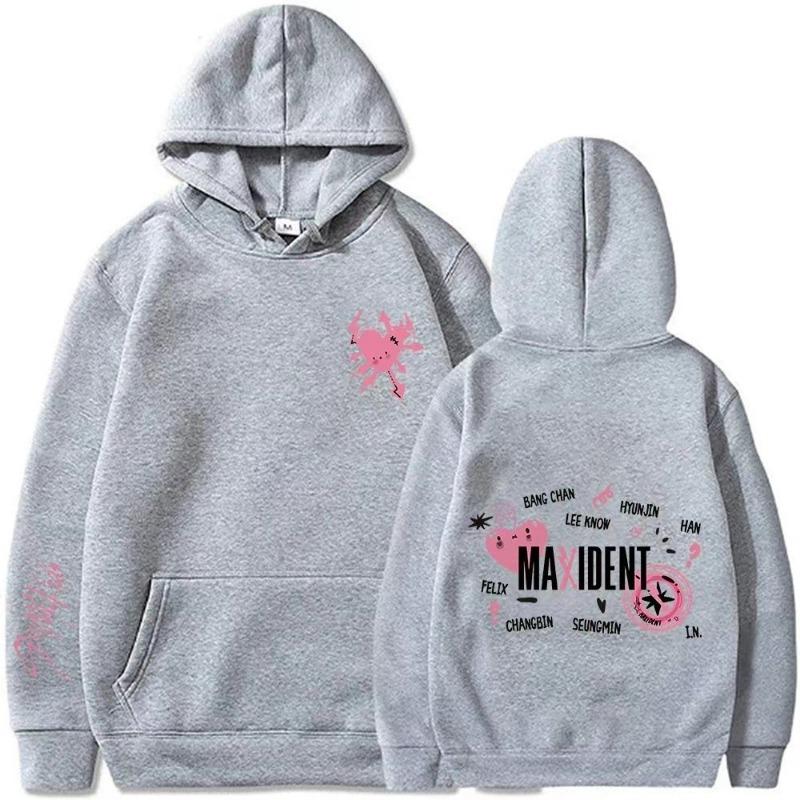 Осень-зима Большие размеры Мужская толстовка с капюшоном Stray Kids Корейская группа песен Трендовые модные свободные повседневные толстовки и свитшоты мужские