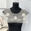 Korean Version Mesh Beaded Sequined Placket Front Collar Accessories Eugen Yarn Collar Flower Decoration Fake Collar Shawl Clothing Accessories
