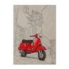 Итальянский стиль Знаменитое здание Фон Fiat 500 Красный Желтый Веспа Постер Принт Настенное искусство Картина Холст Живопись Комната Домашний декор