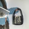 Handmade Beaded Woven Bag Pure Color Openwork Bag Fashion Hollow Out Bag  Girls