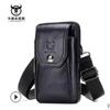 BULLCAPTAIN Genuine Leather Waist Pack Fanny Pack Belt Bag Phone Pouch Bags Travel Waist Pack Male Small Waist Bag Leather Pouch