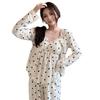 Women's Cross-Border Pajama Set: Spring/Autumn Polka Dot Cardigan & Suspender with Chest Pads, Korean Style, Pure Desire, 3-Piece Home Wear.