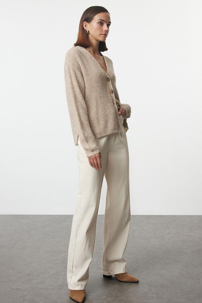 Женский элегантный кардиган из норки, более экологичный базовый трикотажный кардиган с мягкой текстурой