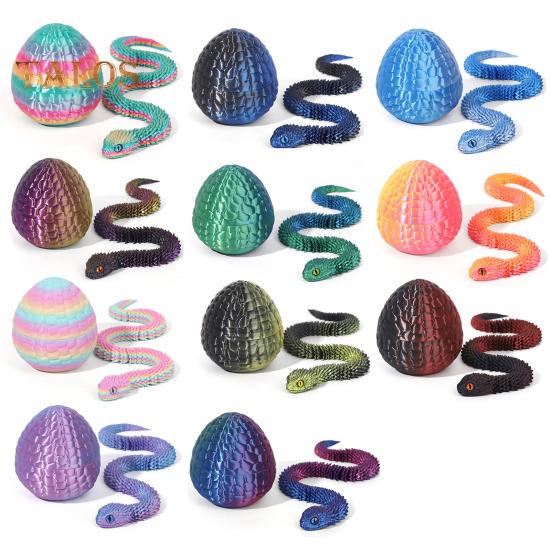 1 набор 3D-печатных фигурок в виде яйца змеи с подвижными суставами, игрушка-фиджет в виде яйца змеи с шарнирной змеей внутри, украшение для рабочего стола