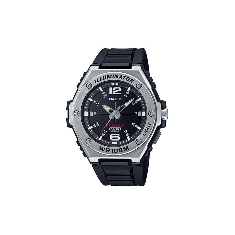 Casio Серия YOUTH-диск трехстрелочный кварцевый механизм ремешок из смолы японские и корейские часы мужские часы черный циферблат MWA-100H-1A