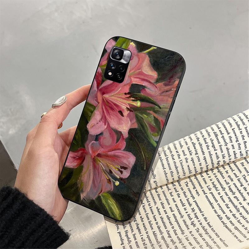 Чехол для телефона для Xiaomi Poco C71 15T 14T Pro Redmi note 15 14 14 13 Pro Redmi A5 15C 13C Масляная живопись Цветок лилии