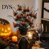 Spooky Home Decor Halloween Pumpkin Stem Decor, Black Maple Leaf Artificial Branch for Indoor Party Decorations Scene, Festive Table Centerpiece,