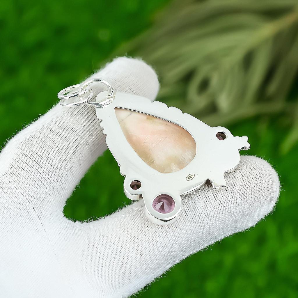 Womens day Deal Scolecite Gemstone Kunzite Sterling Silver Wife Pendant Jewelry