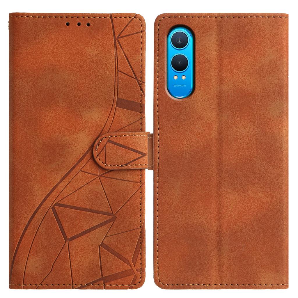 For OnePlus Nord CE4 Lite 5G Case Wallet Stand Imprinted Triangle Pattern Leather Phone Flip Cover